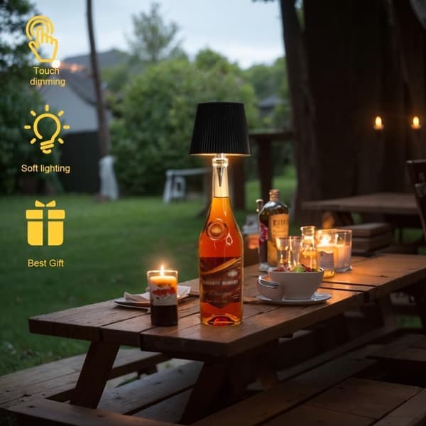Ladattava pullonvarjostin LED-valolla ja 3 väritilalla Musta Kolme värilämpötilaa