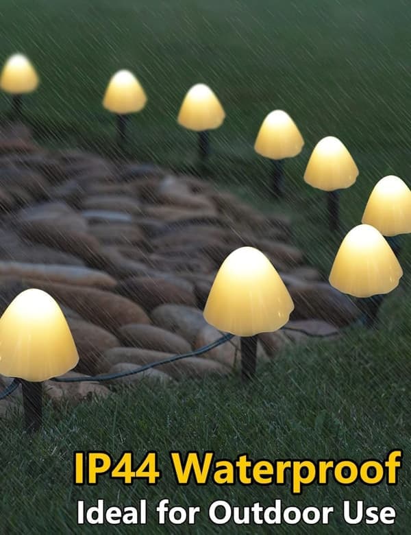 20 LED hage lys med soppdesign 5m solcelle lysslynge 8 moduser Vanntett hagebelysning, Varmhvit