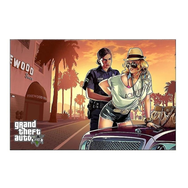 Ingen ram Grand Theft Auto 5 Game Poster Canvas Väggkonsttryck Målning Heminredning 40x60cm Style 1