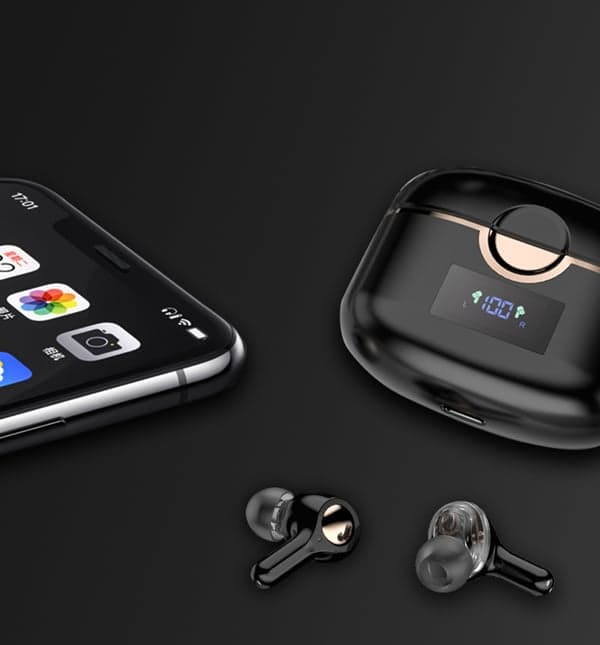 Trådløse Bluetooth 5.0 Hovedtelefoner med dobbelte dynamiske højttalere Sort