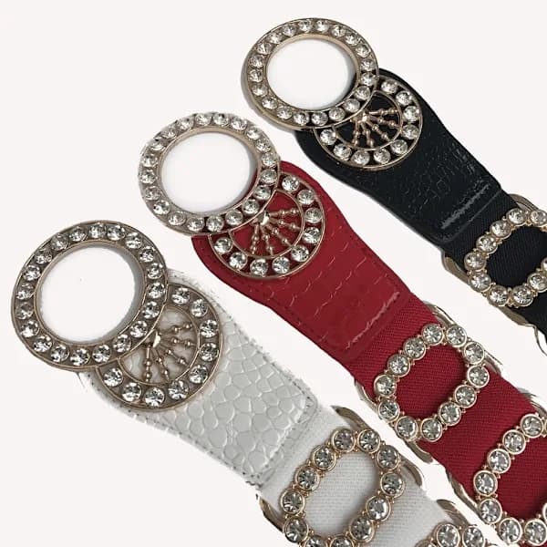 Bling Bling Diamantbælte Rhinestone Spænde Taljebånd SORT sort
