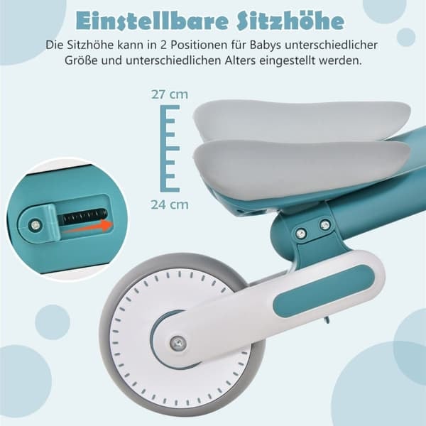Balancecykel til børn med justerbar sædehøjde og foldbart design Lærebalancecykel fra 1 år Blå_NN