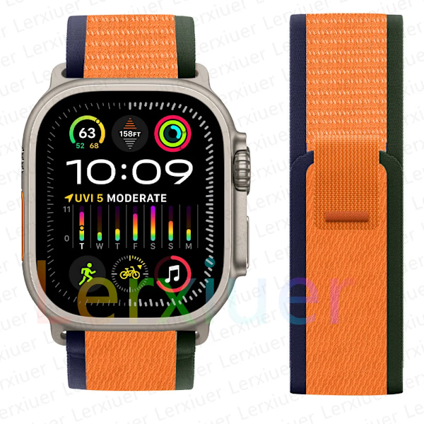 Trail-ranneke Apple Watch Ultra 2 -rannekkeelle 49mm 44mm 45mm 40mm 41mm 38mm 42mm 45 44 mm rannekoru iWatch series 8 9 7 6 5 3 se b oranssi g b oranssi g/NC/ 42 44 45 49mm b orange g