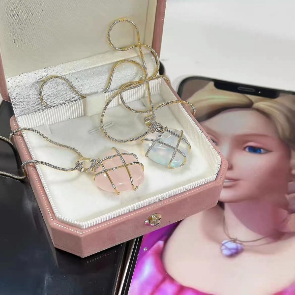 Breey 2 Birthstone hjärtformat halsband Flickor Diamond Castle halsband Barbie halsband Kärlekshänge för tåring flickor Zj
