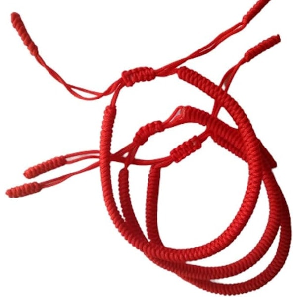 Tibetansk spirituelt armbånd | Mand Kvinde | Håndlavet armbånd | Traditionel buddhistisk knude, til mænd og kvinder Rojo Pack 3 Unidades/NT/