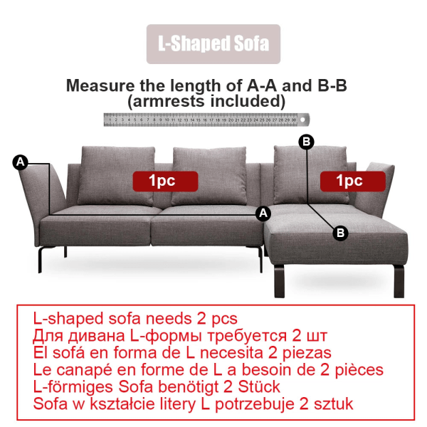 Elastiskt överdrag för vardagsrum Enfärgat sofföverdrag Stretchöverdrag Hörn 1/2/3/4 Sits L-formad soffa Behöver Köpa 2st Vit--1st 1 sits 90-140cm