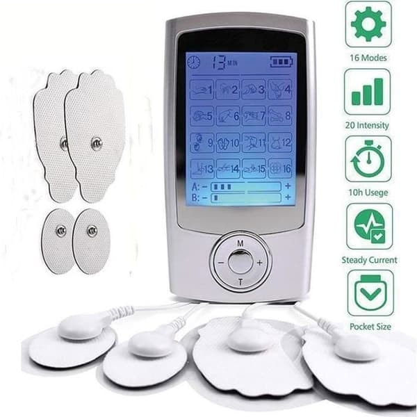 {NT} Oppladbar Tens Elektrostimulator Smertelindrende muskelstimulator med 16 moduser, 4 elektroder for muskelspenningsmassasje