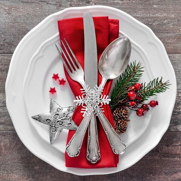 12 st Julservettringar, julgransservettringar, älgservettringar, snöflingeservetthållare för vinterhelger