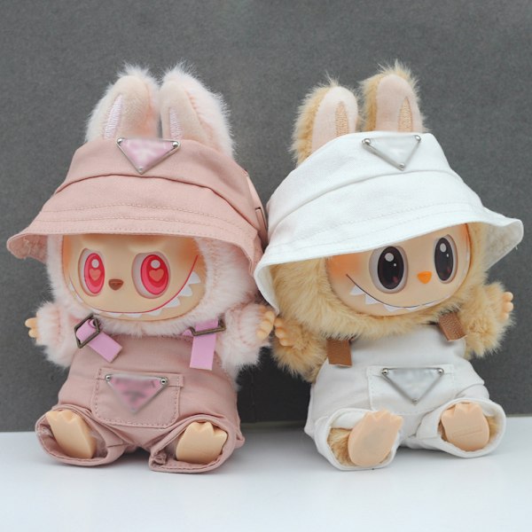 /NC/Högkvalitativa Lyxiga Designer Labubu Kläder med Bucket Hats 2-Dels Set Outfit Labubu Kläder i Grossistled MIU