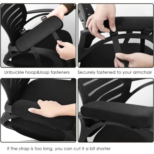 /NN/Stol Armstödskuddar, 2-pakning Ergonomiske kontorstoler med høydensitets memory foam albueputer{f2}