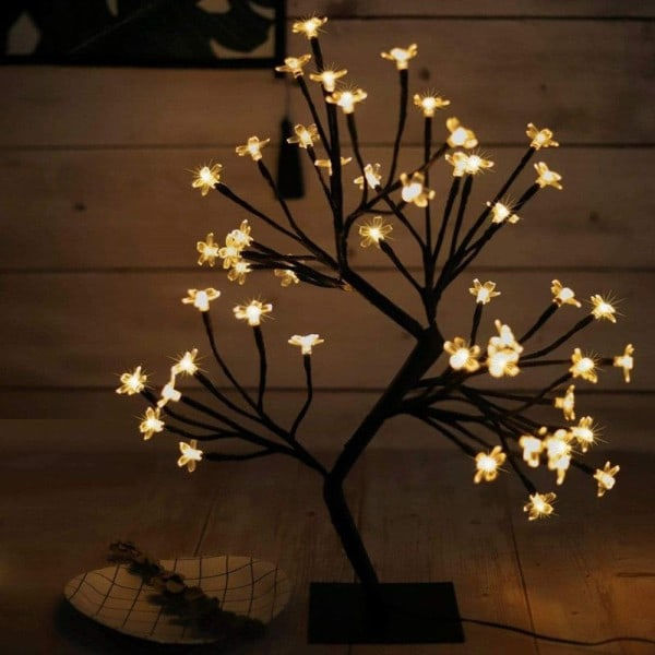 NN-kukkaruukku maisemapuu, 24 LED-valoa, metallijalka, lämmin valkoinen