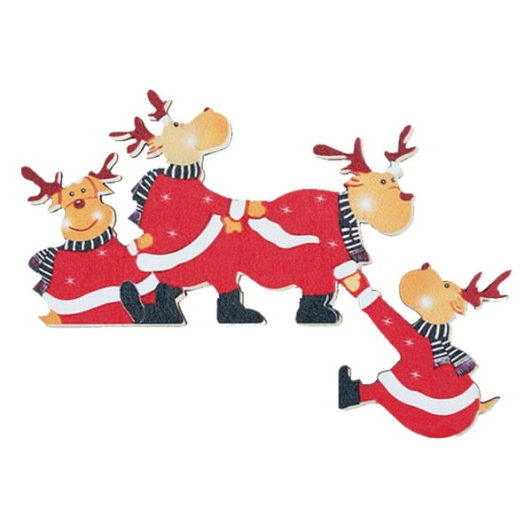 Kaikso-In roliga juldekorationer för dörrkarmar, tomte i trä E left reindeer 1pcs