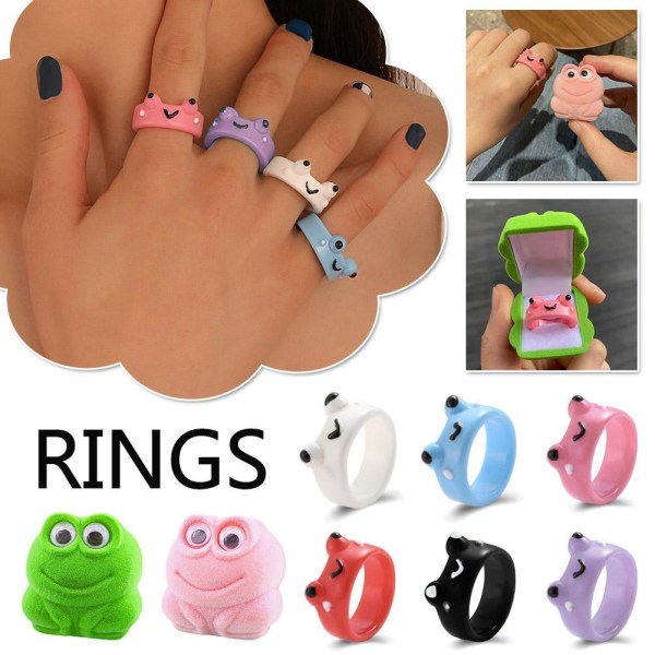 Frog Ring Söt Frog Ring Box Par Ring Tillbehör Present] Purple One size