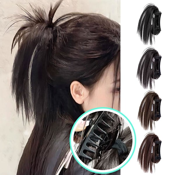 Hästsvansperuk för kvinnor, fluffig, slarvig, vindblåst darkbrown 30cm