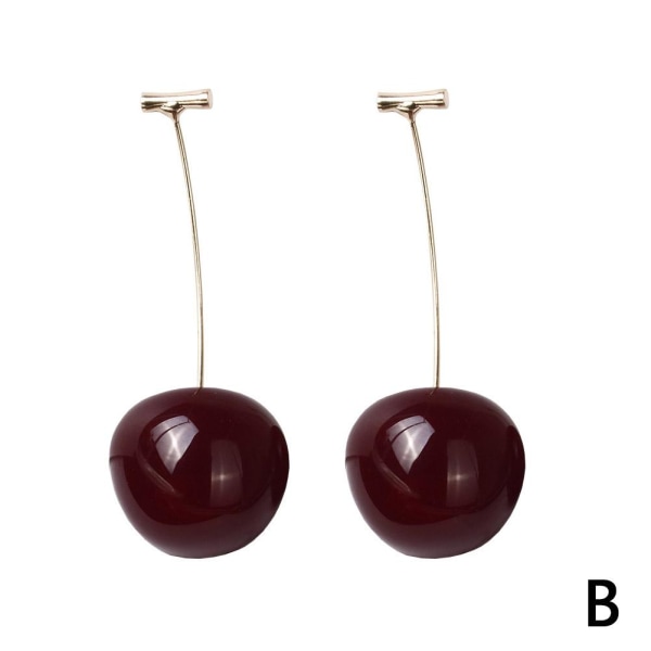 Mode söt körsbär Simulering frukt örhängen Örhängen Drop Stud Cut Dark Red One size