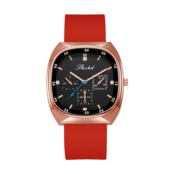 1st Mode Koreansk Kvarts Damklocka Fyrkantig Urtavla Lyxig Klockarmband Silikon Elegant K7E0 Red One size