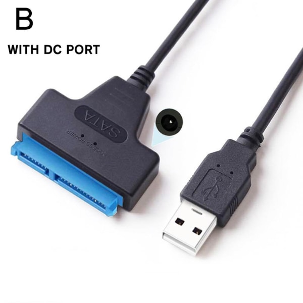 USB 2.0 till SATA 22-stifts 2,5 tum hårddisk HDD-adapterkontakt usb2.0B with DC port