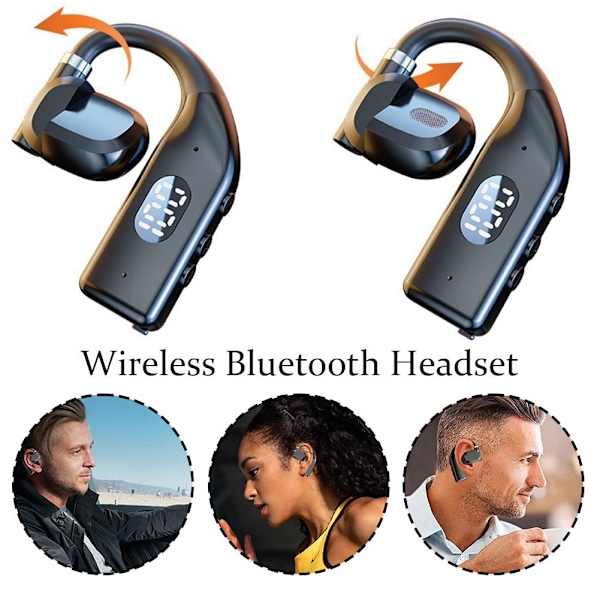 Bluetooth Hörsnäcka V5.4 Enkel Öra Bluetooth Headset, Enkel Öra Bluetooth Headset med Mikrofon, Öppen Öra Bluetooth Hörsnäcka, IPX6 Vattentät, 20 Timmar