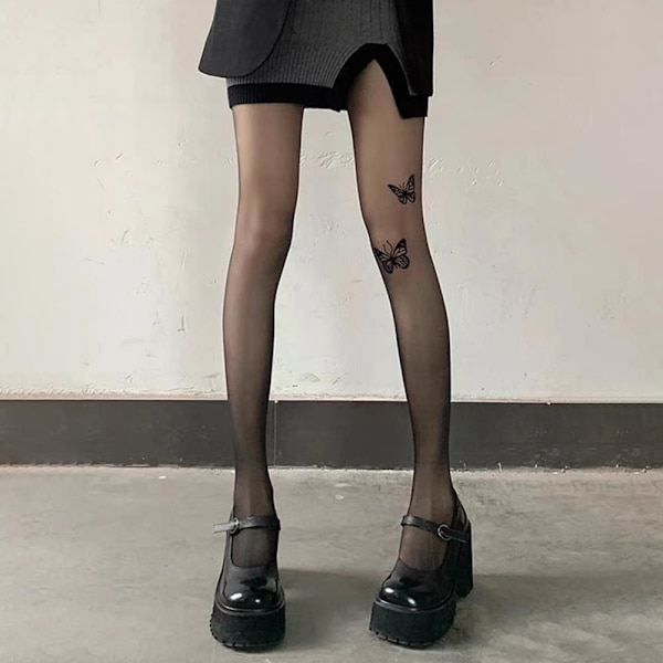 2024 Nya Svarta Sidenstrumpor Anti-hake Sidenstrumpor Botten Tights~ Fjäril G1 B3V6  white three