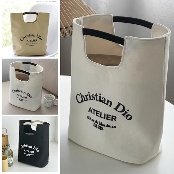 Enkel Vardaglig Bokstav Canvas Väska Stor Kapacitet Dam Handväska M8y8 Khaki onesize