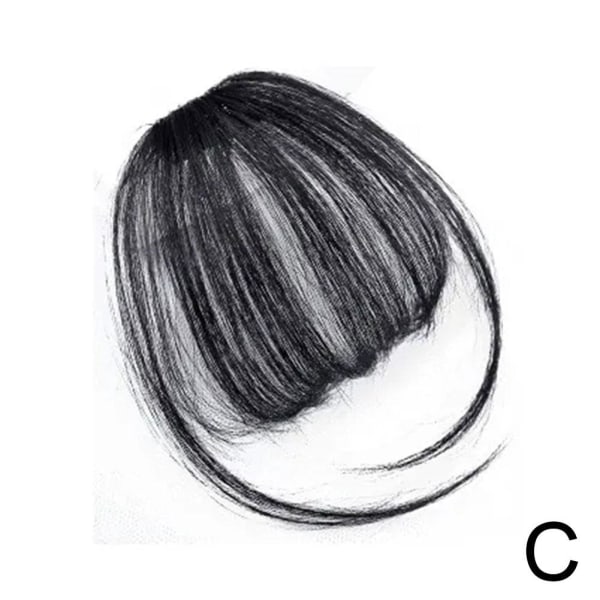 Kvinnor Thin Air Fringe Bangs False Fake Hair Extension Clip on Fr black With sideburns