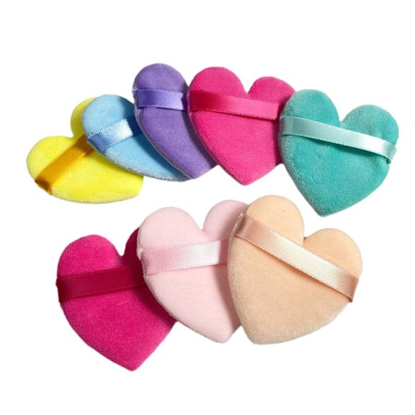 Triangelformad Sammetspuderpuff Mjuk Torr & Våt Kosmetisk Puff Makeup Sp  heart-shaped  1pcs