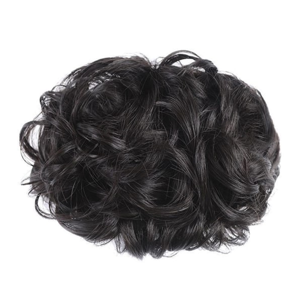 Stor lockig chignon i naturlig, slarvig bulle - hårbit brown black 1pcs