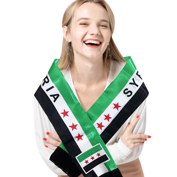 Syrien Syriska Landet Lättviktig Flagga Tryckt Stil Scarf 135cm/53.14 tum W4X3