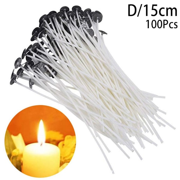 CZQIKEDA Bomullsveke för Ljus, 100 st Naturligt Rökfria Trävekar 15cm One-size