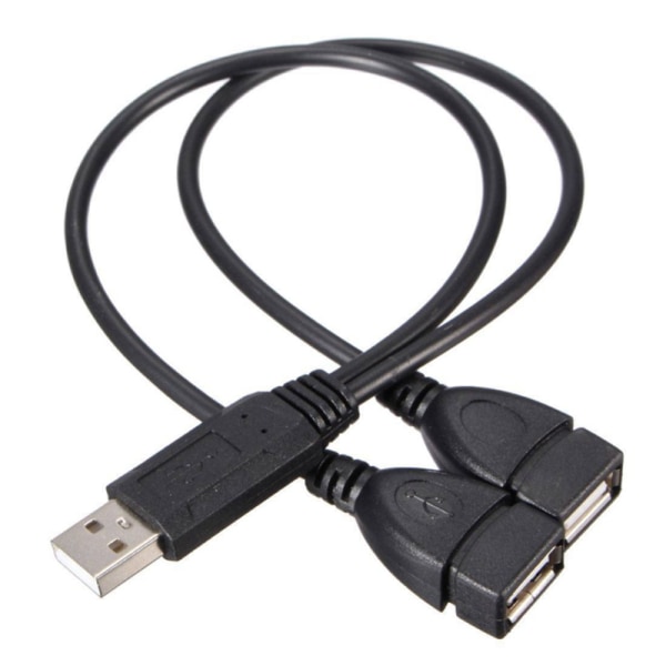 1* USB 2.0 A hane till 2 dubbla hona Jack Y Splitter Hub Power