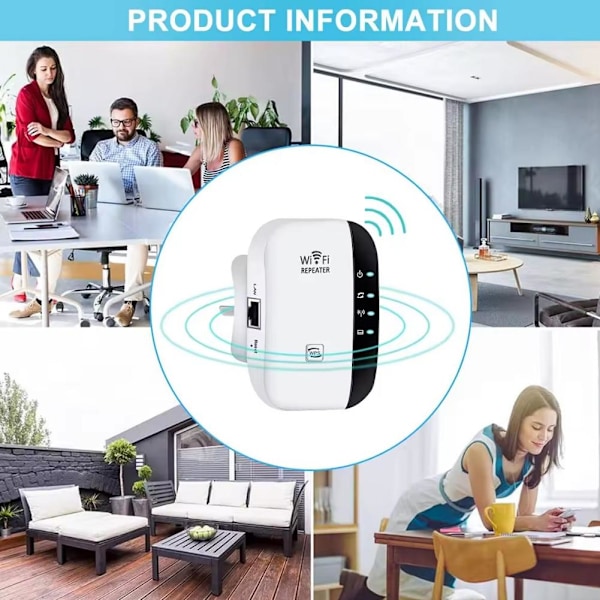 2024 Nyaste WiFi-förlängare, Trådlös Repeater, WiFi-Repeater, WiFi-förlängare Signal Booster för Hemmet, Trådlös Repeater Långdistansförstärkare med  white US
