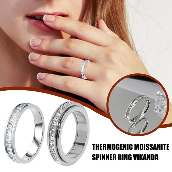 Termogen Moissanite Spinner Ring Vikanda Rostfritt stål Ring 9 One-size