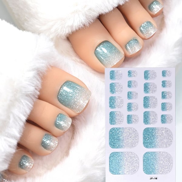 Glitter Tånageldekor Självhäftande Full Täckning Ren Färg Tånagel Wraps GXU  JF-16 1pcs