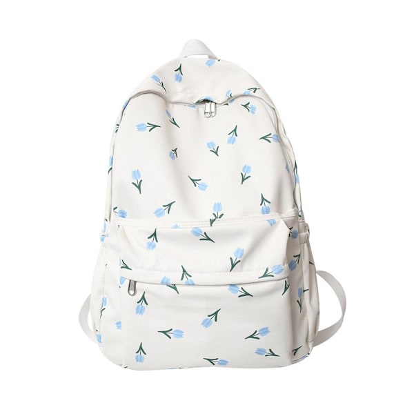 Ryggsäck Vattentät Nylon Dam Anti-stöld Axel Stor Väska Casual D6R4 V9E1 blue flower One size