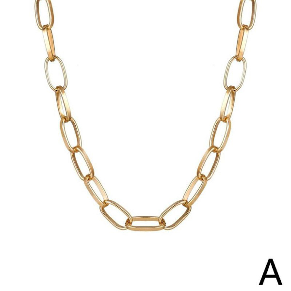 Kvinnor Pappersklämma Chunky Tjock Länk Kedja Halsband Choker S3 H Pläterad Guld FAS ■: gold One-size