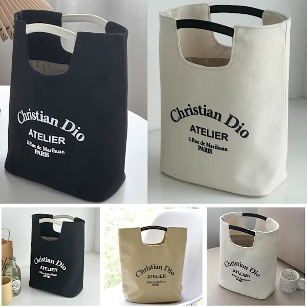 Enkel Vardaglig Bokstav Canvas Väska Stor Kapacitet Dam Handväska M8y8 Khaki onesize