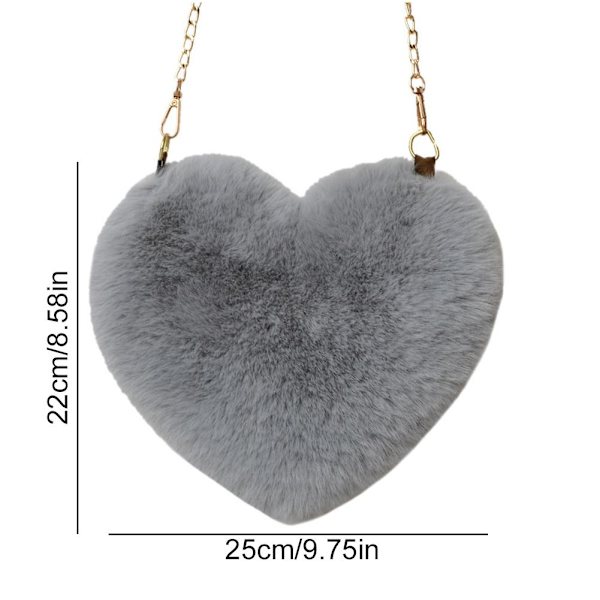 Mjuk Love Axelväska Mode Love Hjärta Form Messenger Bag Söt Vinterväska - Khaki One size