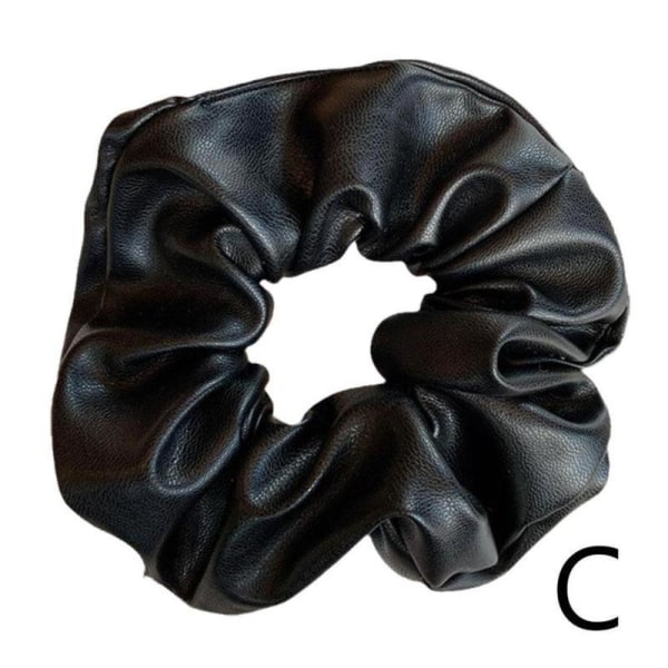 Mjukt läderhår Scrunchies Elastiska hästsvanshållare för tjocka black One-size