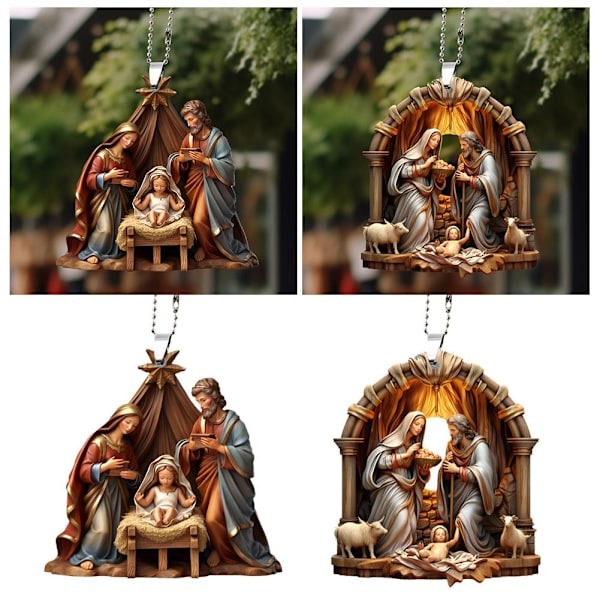 Julkrubba Ornament, Akryl 2D Jesu Födelse Style 2 1pcs