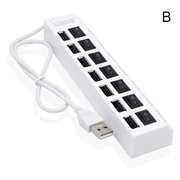 COCEQUC 7-portars USB-hubb USB-förlängare USB-splitter, laddningshubb med white One-size