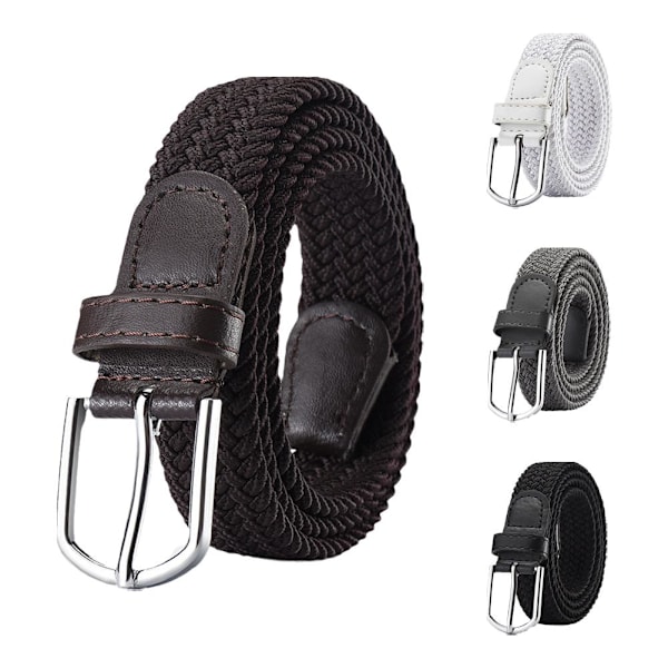 Vävt elastiskt stretchbälte i canvas för män och kvinnor, utan hål V9k1 Black One size