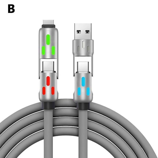 240W 4-i-1 USB-C-kabel, USB C-kabel 1,2 m, Multi USB-laddningskabel Gray 1.2m