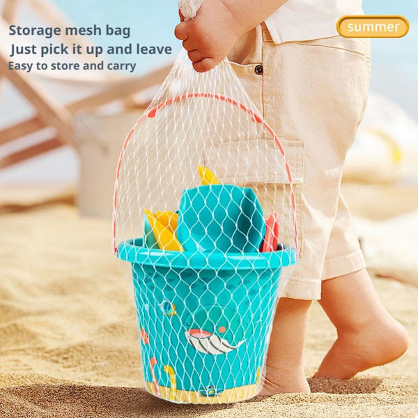 Sommarstrandleksaker Kit för Barn Sandset Strandspel Leksak Hinkar S Blue 1set