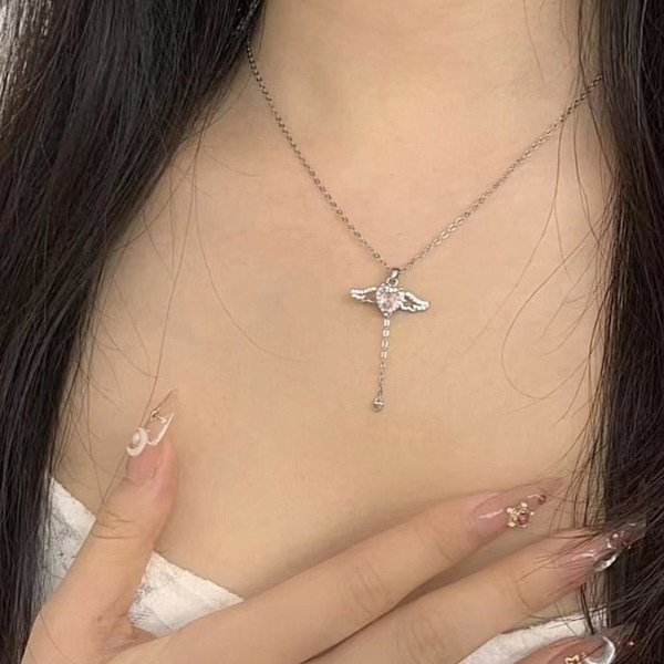 Angel Wings Halsband Romantisk Angel nyckelbenskedja Pink One size