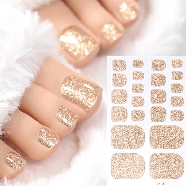 Glitter Tånageldekor Självhäftande Full Täckning Ren Färg Tånagel Wraps GXU  JF-27 1pcs