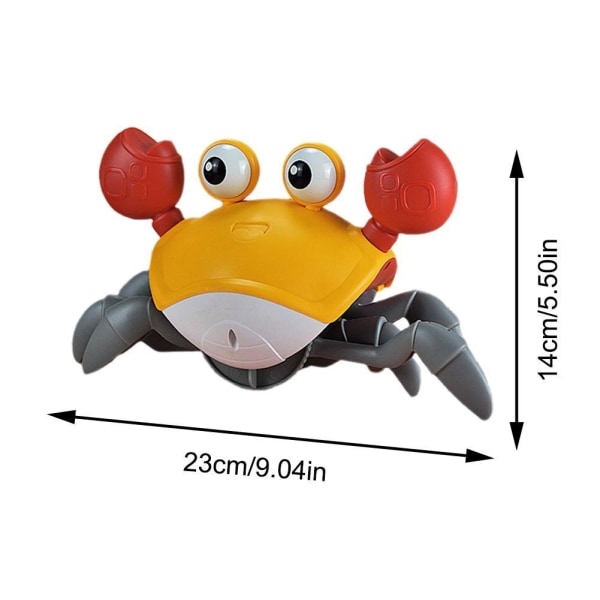 Baby Crawling Crab Musikleksak, Toddler Elektrisk Light Up Crawlin orange rechargeable