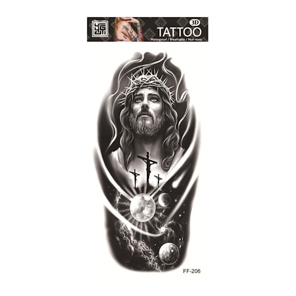 Vattentät Tatuering Klistermärke Med Varg Huvud Totem Arabisk Text Tatuering Klistermärke 206 1pcs