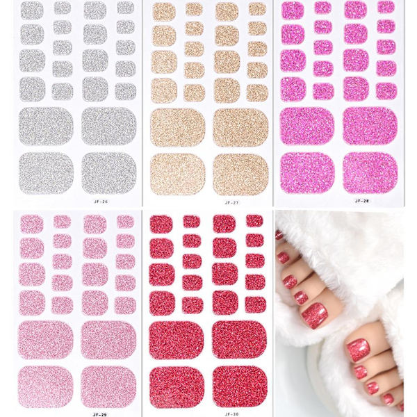 Glitter Tånageldekor Självhäftande Full Täckning Ren Färg Tånagel Wraps GXU  JF-26 1pcs