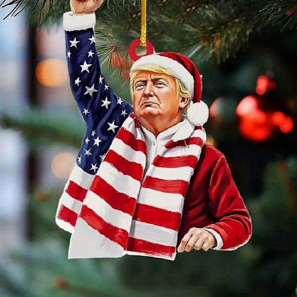 Julgransprydnad Patriotisk Dekor 2024, 2D Akrylhänge med AA 1pcs 2pcs