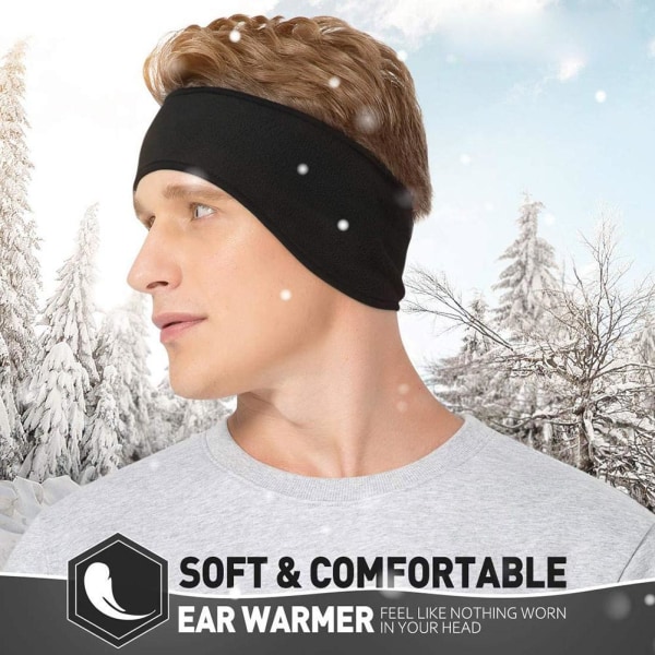 Vinter Fleece Pannband Öronvärmare Muffs För Herr Barn Yoga Runni black One-size